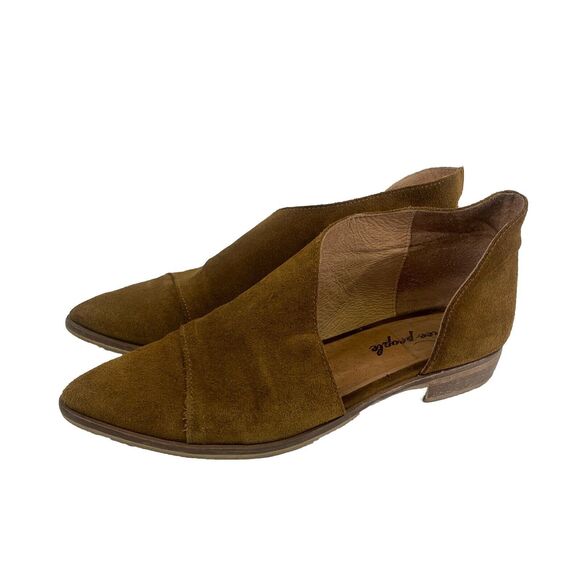 Free People Shoes - Free People Royale Flat Cutout Boot Ankle Brown Suede Pointed Toe Womens 39 US 9